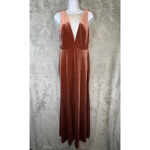 Jenny Yoo Collection Velvet Logan Plunging Gown Sz 10 Burnt Orange Event Dress